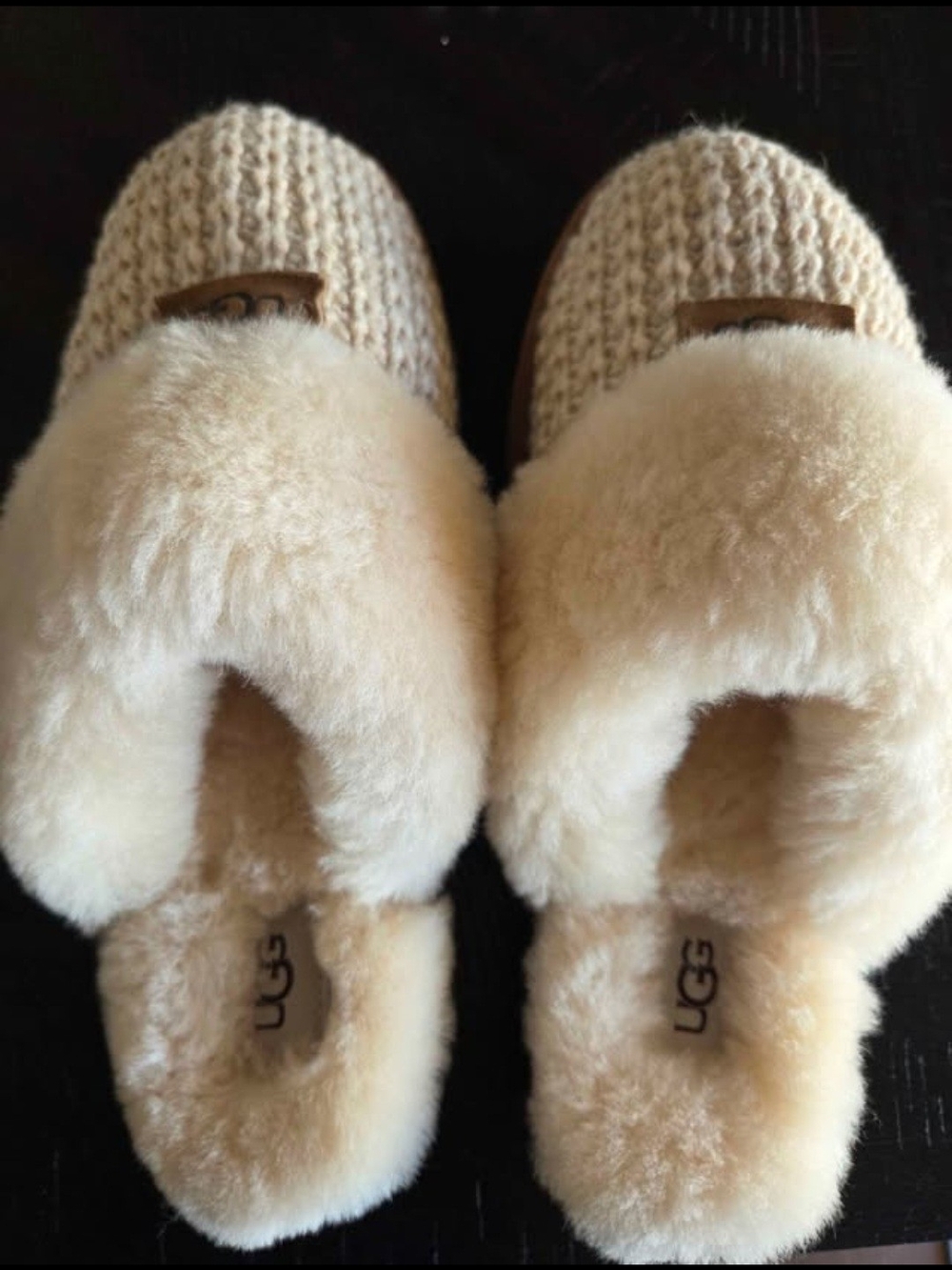 UGG Women's Cream Knit Slippers - Picture 2 of 10